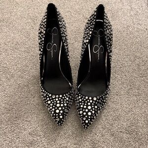 Jessica Simpson Black Heels with Silver Dots